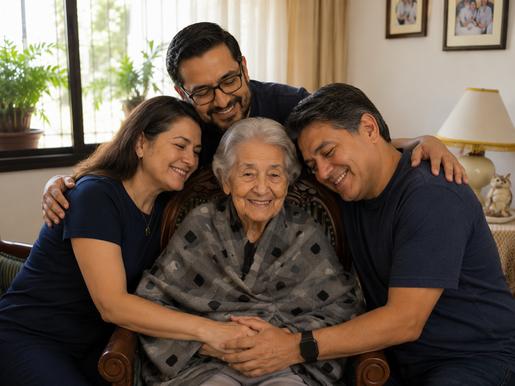 Familia comparte con sus adultos mayores